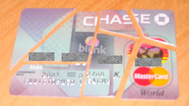 My chase card cut into 7 pieces