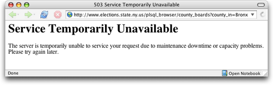 Service unavailable at New York state polling station database